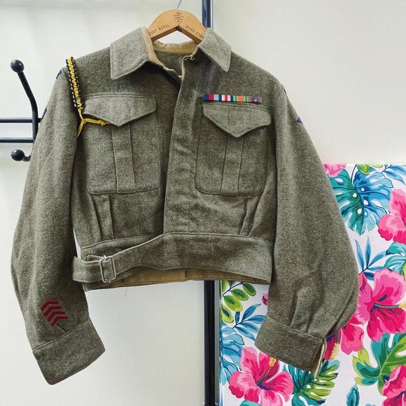 Vintage Military Wool Crop Jacket 1944 Fort Garry Horse (Size 5/XS-S) - Picture 1 of 8